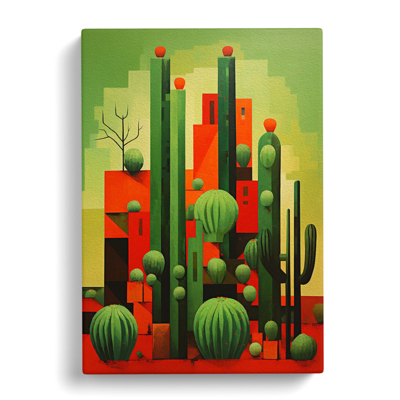 Cactus Constructivism - Wrapped Canvas, 60cm H x 40cm W x 3cm D