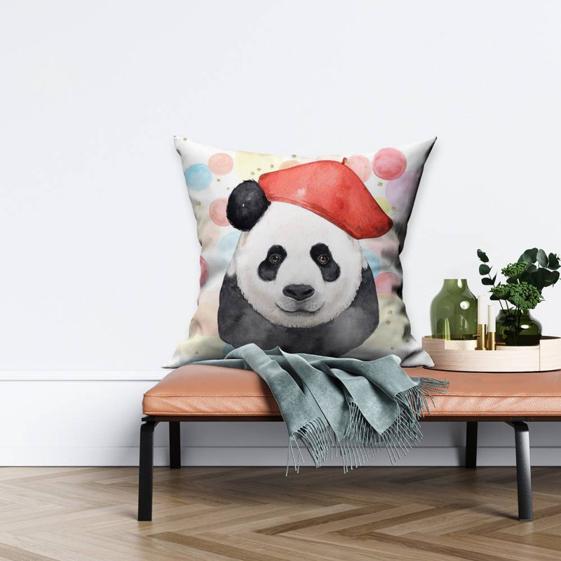 Artist panda - 26"x26" Throw pillow - Poly twill - Print on demand