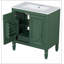 Meuble-lavabo 30 po avec lavabo, deux portes avec tablette, charnières de porte à fermeture en douceur, style rétro, vert