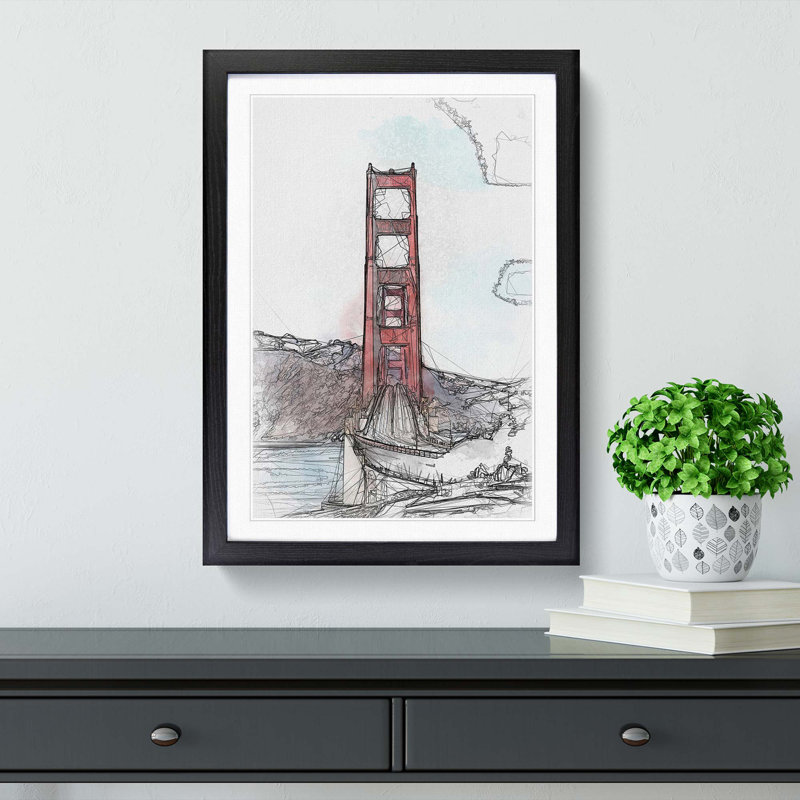 Golden Gate Bridge - Picture Frame Graphic Art Print, Black Framed, 65cm H x 48cm W x 2cm D