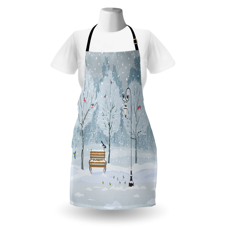Tablier de Noël The Holiday Aisle®, cuisine de jardinage, taille adulte, blanc et bleu