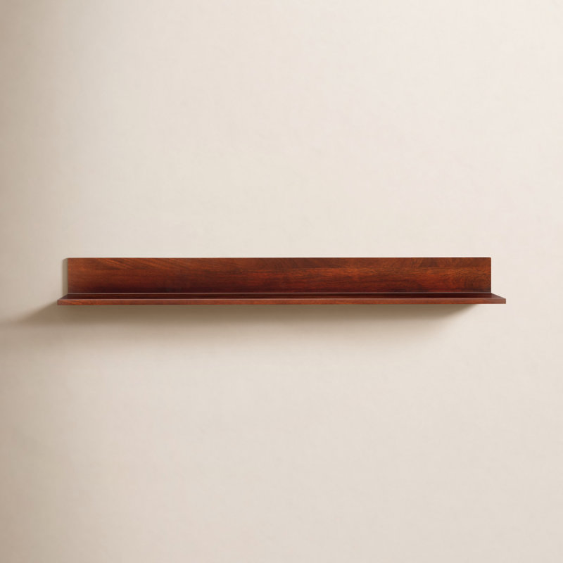 Tablette flottante en bois massif Dezerea, H 3,5 po x l 36 po x P 6,75 po, Noyer