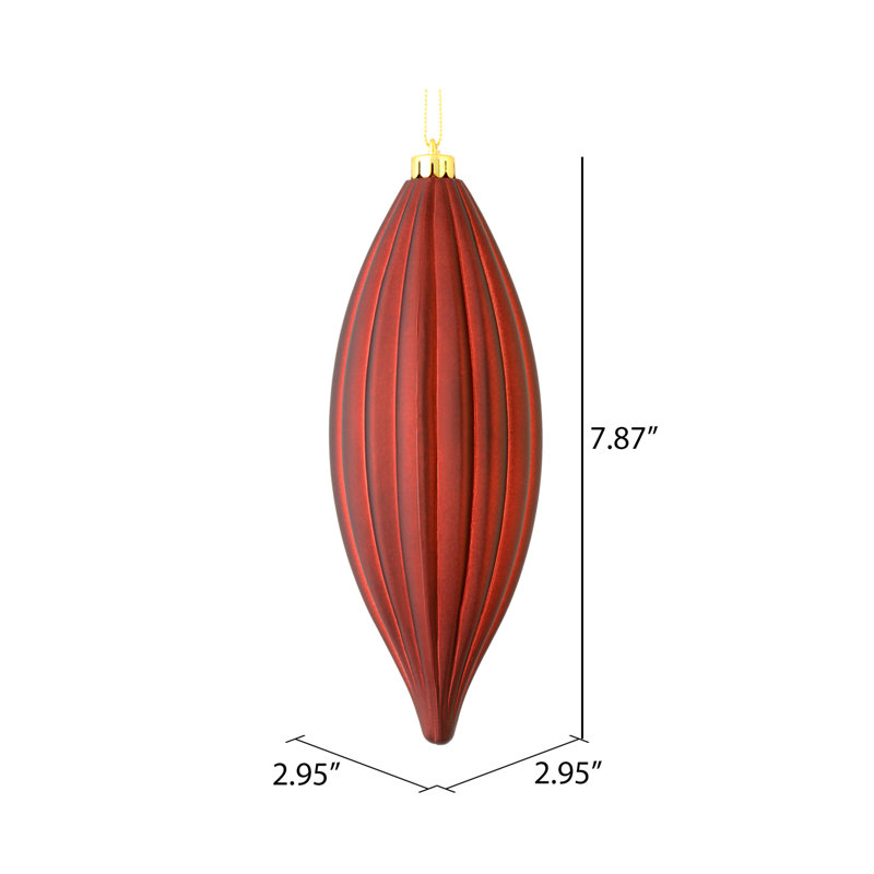 8"nLine Finial Ornament, Burgundy