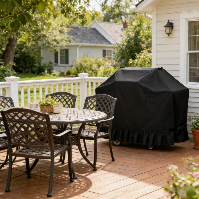 Black 420D PU-Coated Grill Cover