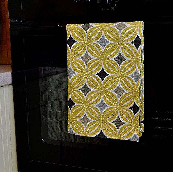Amethy Cotton Jacquard Kitchen Towel, Ochre Yellow