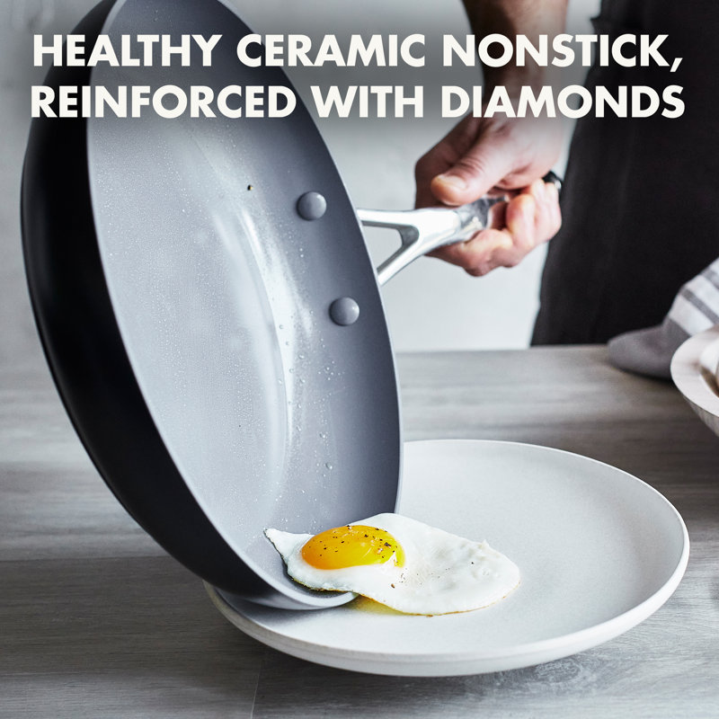Gray Aluminum Ceramic Nonstick Fry Pan Skillet Set