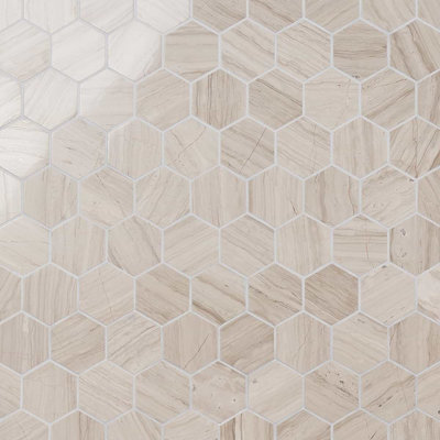 Wooden 2" Hexagon Polished Marble Mosaic Tile