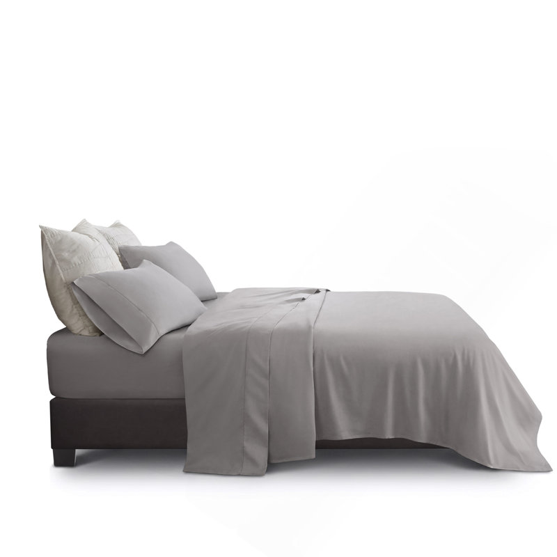 4 Pieces Cal King Cotton Sheet Set,Grey