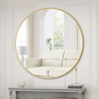 Miroir de 48 pouces à cadre en métal doré, convenant à plusieurs pièces avec miroir, 48 po