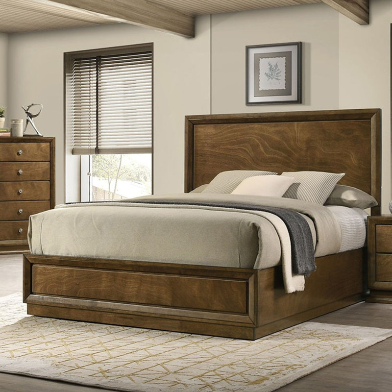 Mobilier de chambre à coucher à panneau en bois de noyer à forte densité de style transitionnel 1pc, Simple