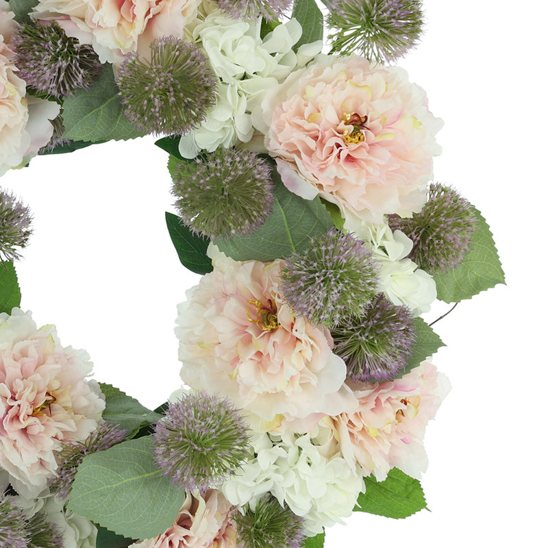 23" Peony, Hydrangea anD Globe Thistle Wreath