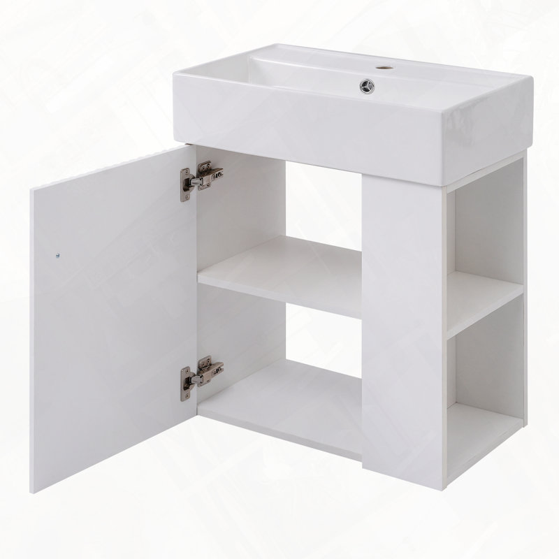Meuble-lavabo flottant avec lavabo en céramique