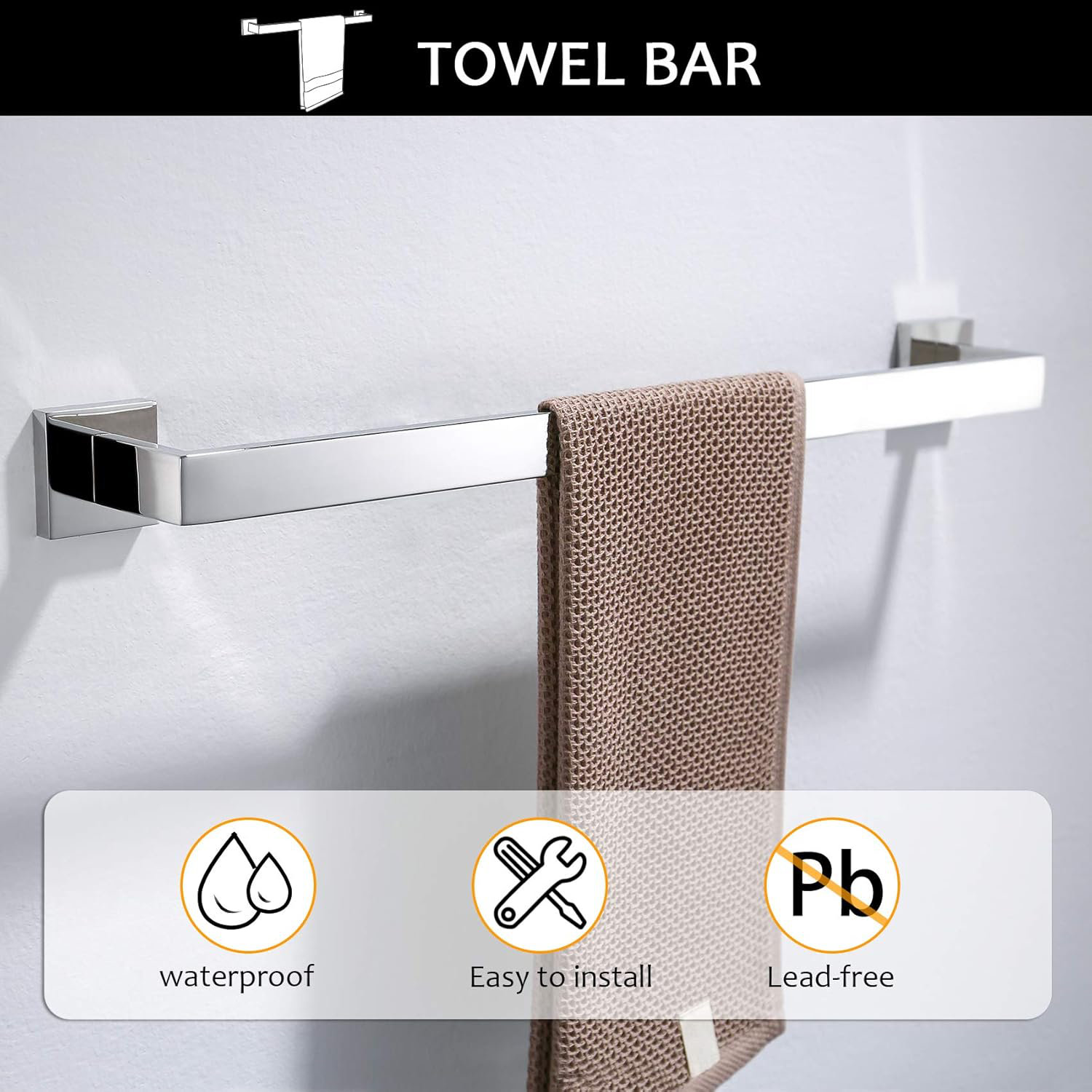 Frontier Grain Bathroom Towel Bar Set 5-Piece Stainless Steel Wall ...