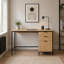 Wisbech 3 Drawer Oak Effect Metal Base Computer Desk