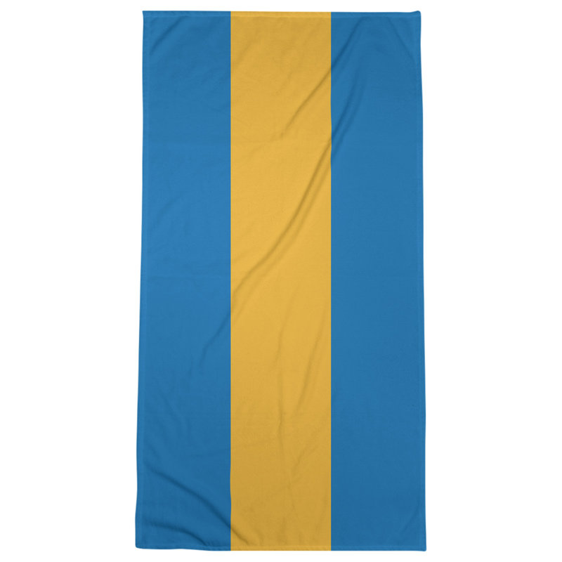 Cotton Blend Lightweight Bath Towel, Royal Blue/Golden Yellow/Royal Blue
