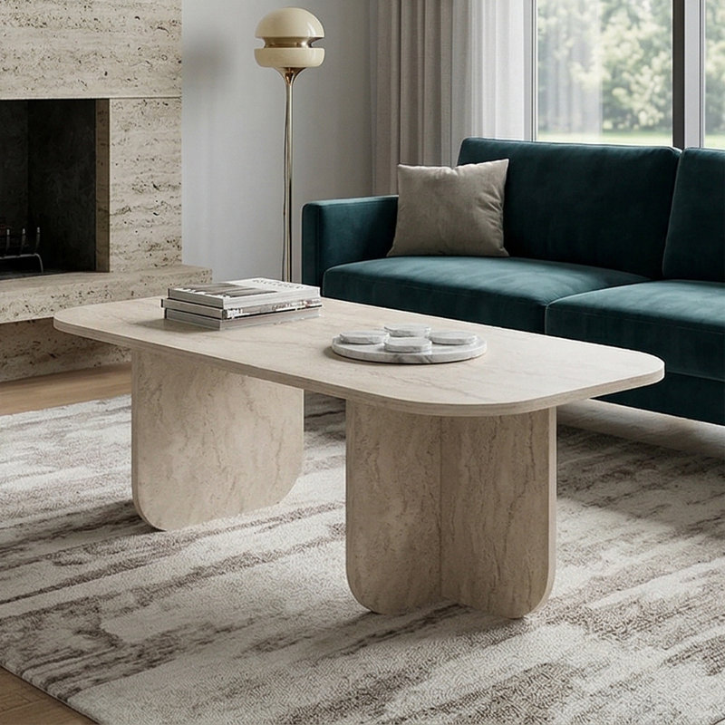 Table basse Arlo, Travertin, Marbre
