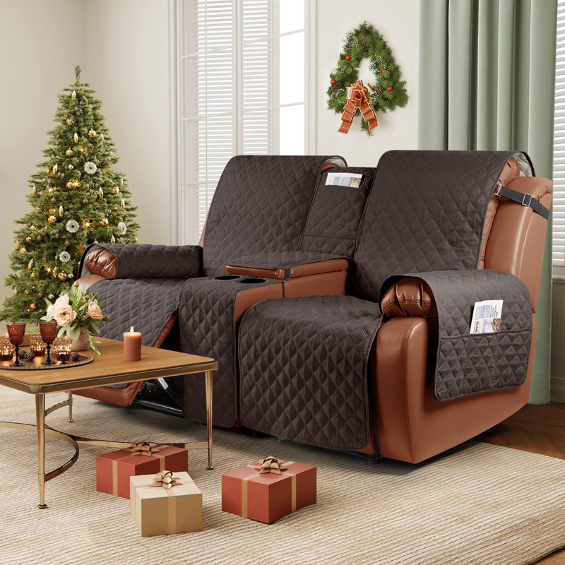 Housses pour causeuse inclinable avec console Kyrstie, Mélange de polyester chocolat
