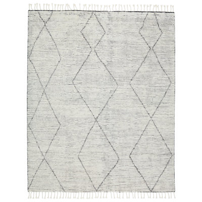 Ammil Hand-Knotted Trellis Cream/ Black Area Rug