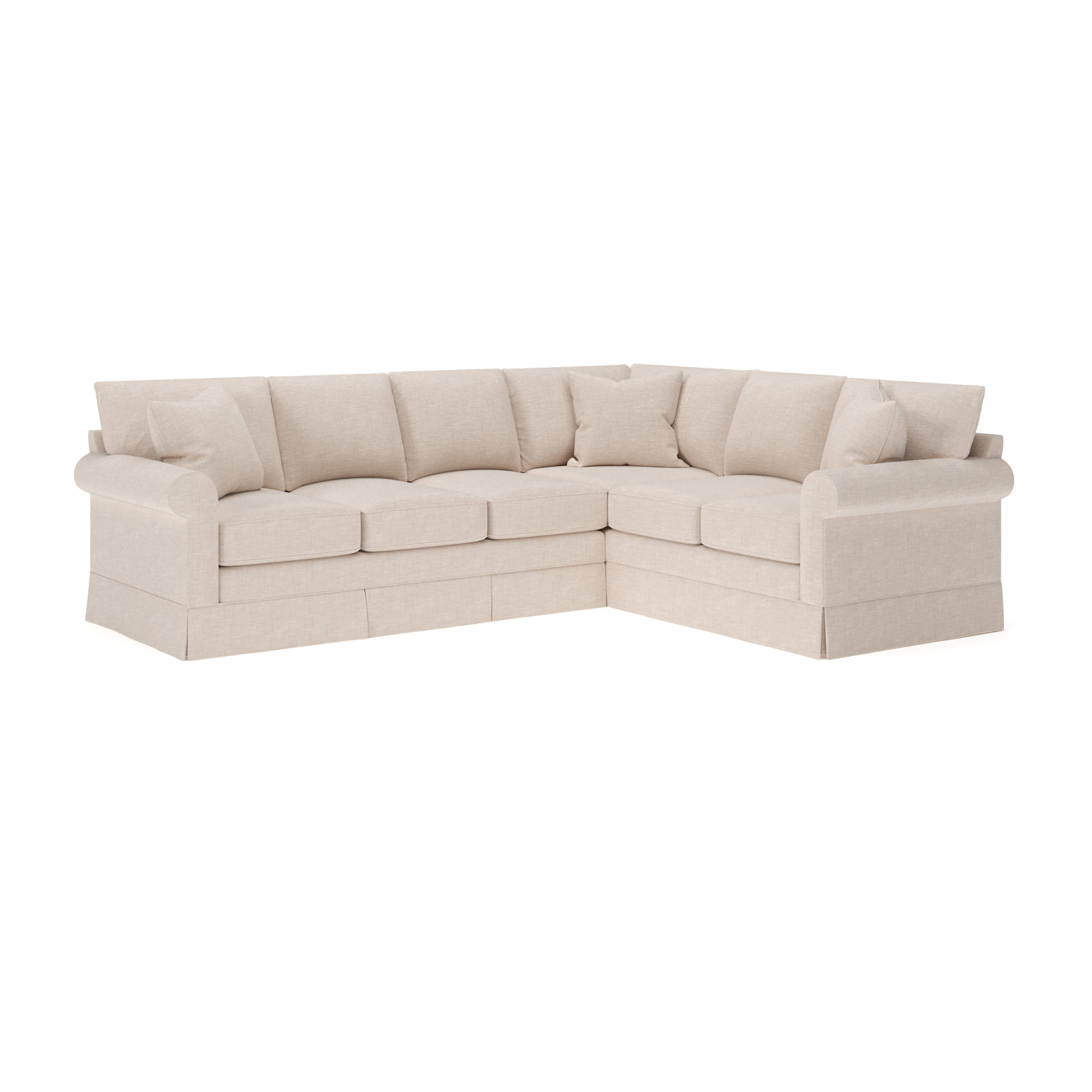 Friedman L-Sectional, Right Hand Facing, Lena Sand Performance Linen Blend