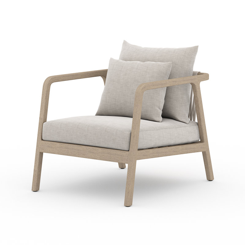 Numa Outdoor Teak Lounge Chair, Stone Gray, Brown