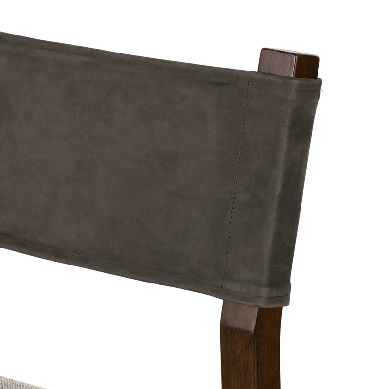 Ferris Stool, Counter Stool (25.98" Seat Height), Tulsa Ink/Nubuck Charcoal Rayon/Viscose/Leather, Antique Sable