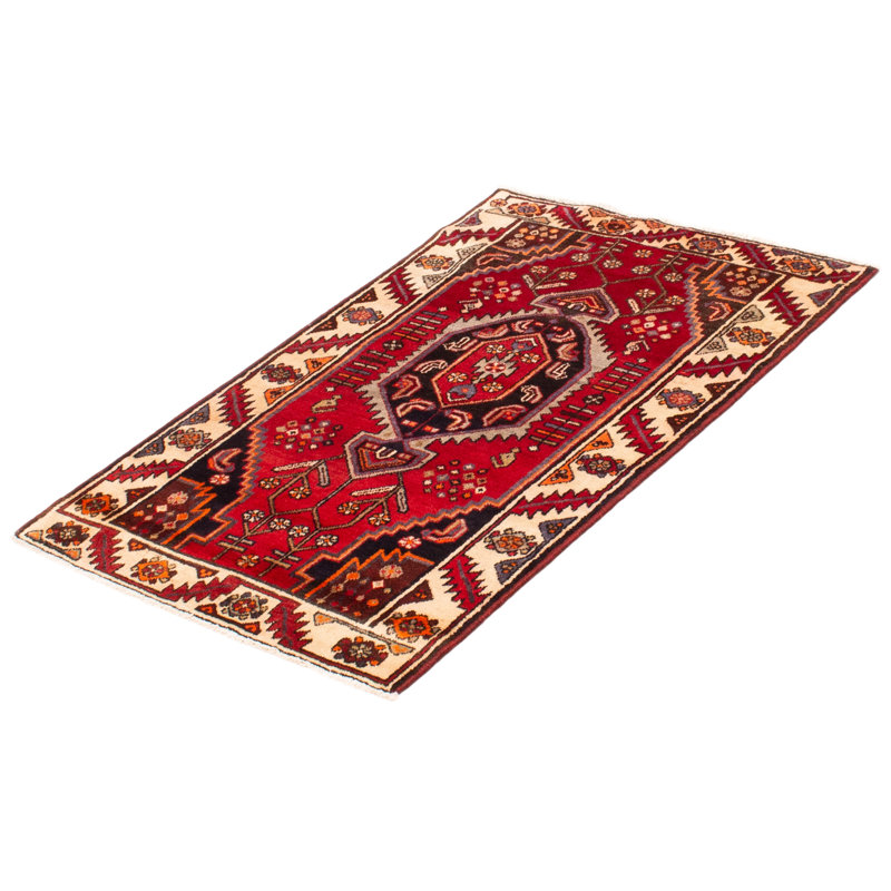 Tapis unique en laine noué à la main de style années 1990 3 pi 5 po x 4 pi 9 po Kaylan