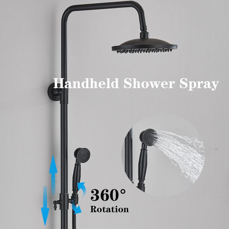 Bronze Shower Faucet System Rainfall Shower Head With Handshower