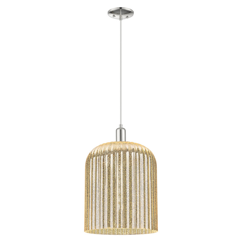 Mini luminaire suspendu suspendu 1 lumière Downtown, H 18,38 po x l 12 po x P 12 po, Mercure, Nickel poli