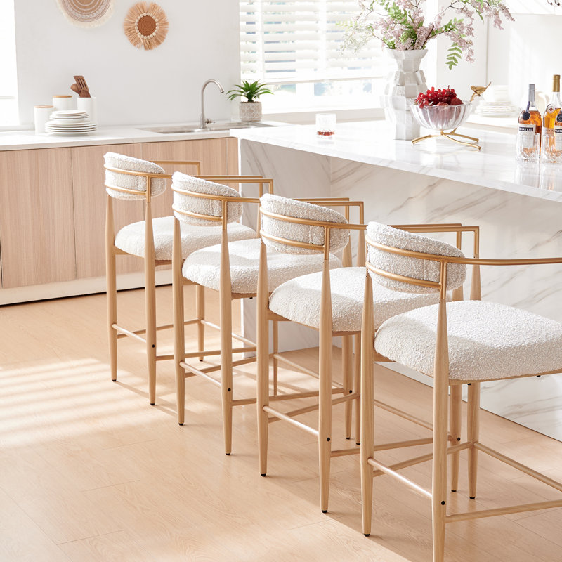 Ensemble de tabourets de bar 4 pièces Velora avec pieds en métal et sièges rembourrés, Oui