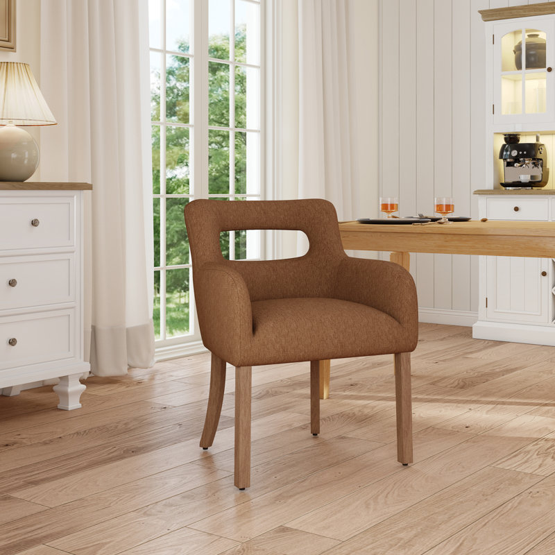 Chaise de salle à manger rembourrée avec accoudoirs, Orange