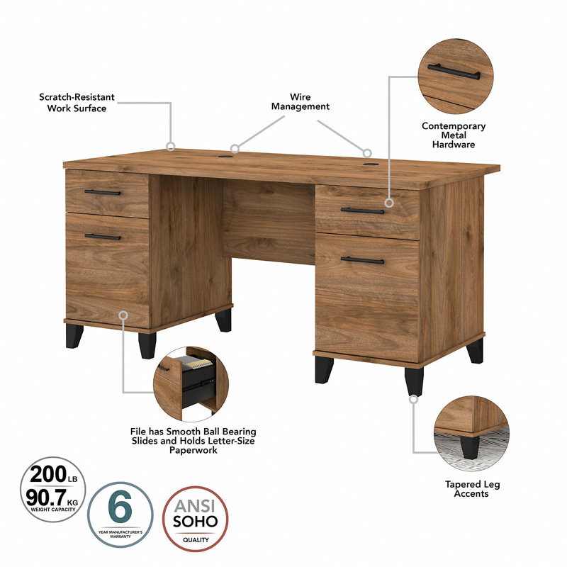 Kaionna Executive Desk, Fresh Walnut