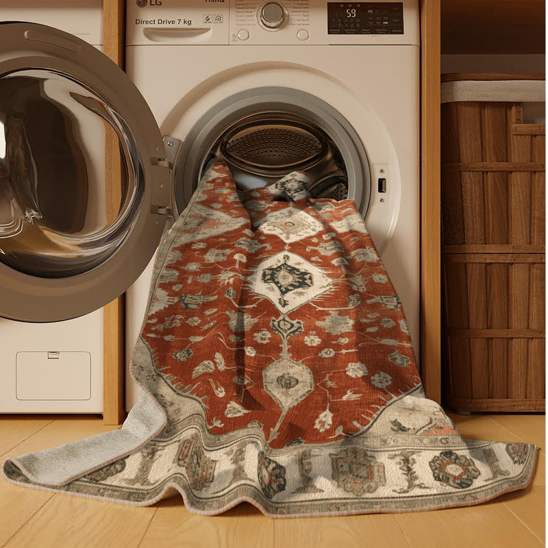 Tapis beige surteint lavable à la machine, Tapis de couloir 2 pi x 4 pi