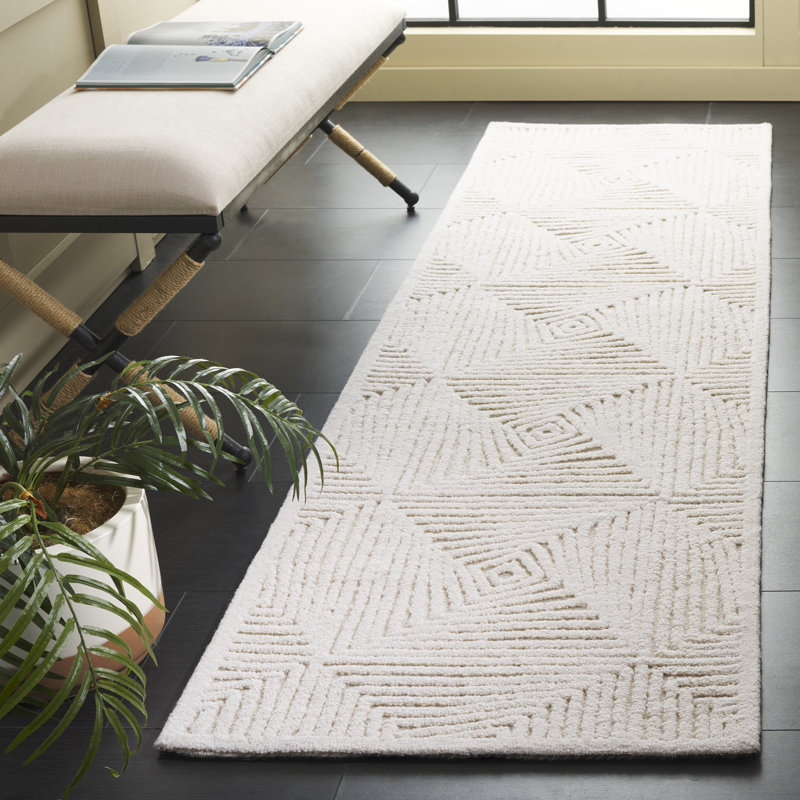 Textural 108 touffeté à la main 80% laine; Tapis à motifs géométriques 20% coton, Runner 2'3" x 8'