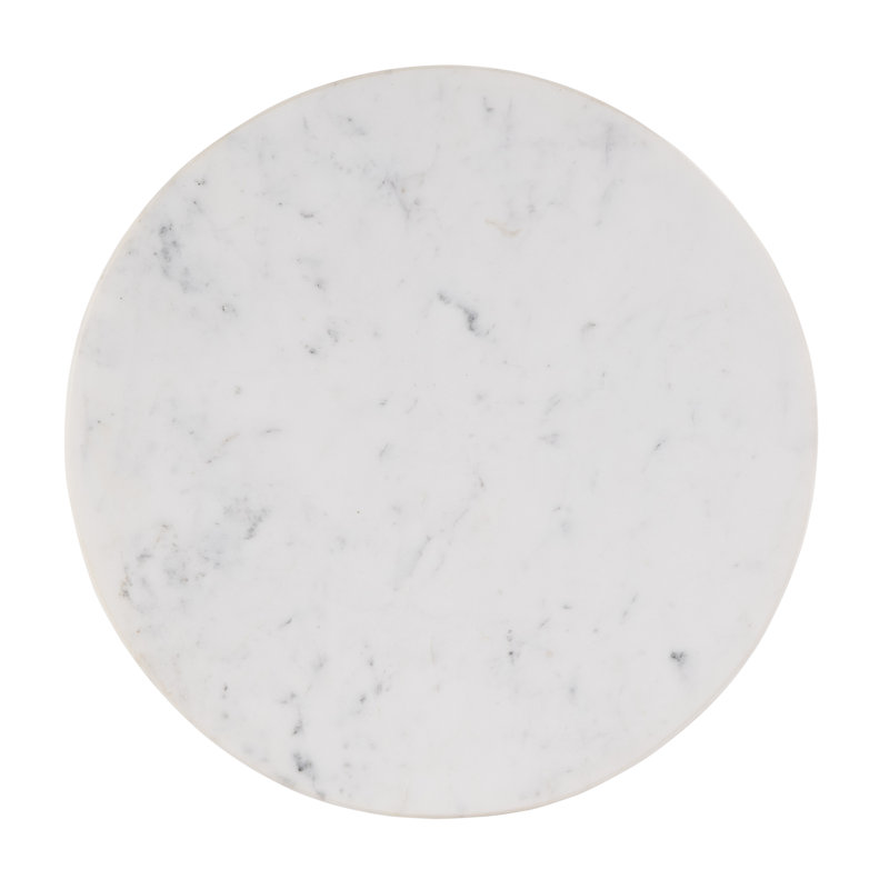 Melani 13 in. W Round Marble and Iron Side Table