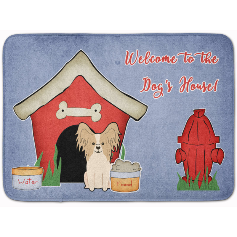 Tapis pour salle de bain Dog House, White Papillon