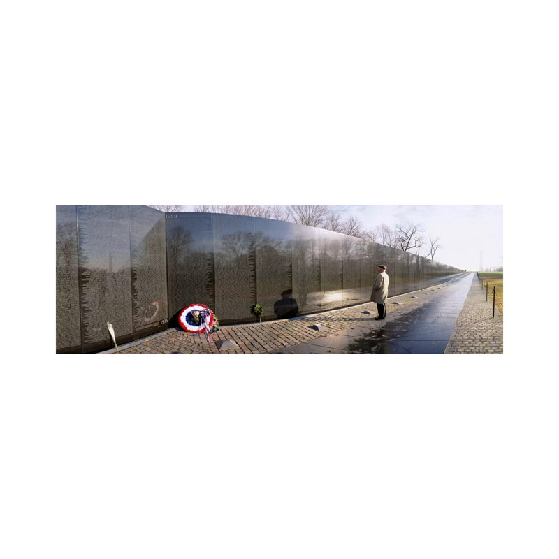 Side Profile of a Person Standing in front of a War Memorial, Vietnam Veterans Memorial, Washington DC, USA 1 Piece Wrapped Canvas Panoramic Wall Art