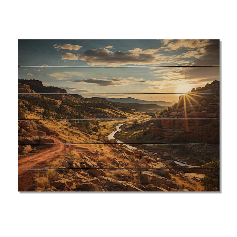 Coucher de soleil au Nouveau-Mexique II, impression sur bois, H 10 po x l 20 po x P 0,78 po