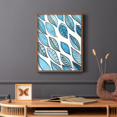 Motif de formes de feuilles I, reproduction encadrée - bois massif