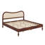 Cadre de lit de style médiéval moderne avec tête de lit courbée en rotin de style scandinave bohémien-133665375