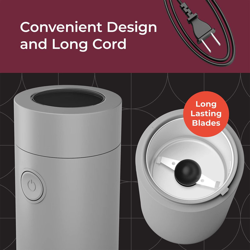 Mueller Gray Electric Coffee Grinder with Stainless Steel Blade