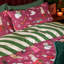 Feline Festive Striped Duvet Cover Set-134075305