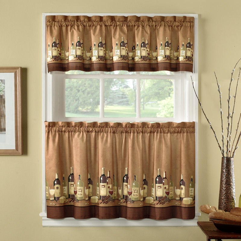 Linette Tailored 56'' W Kitchen Curtain in Brown, 56" W x 36" L