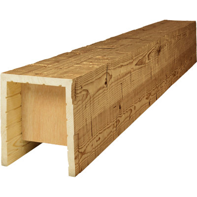 AmeriCraft Wood Hand Hewn Beam, 3-Sided (U-Beam), 7 1/2"W x 7 1/2"H x 36"L, Golden Oak Finish, Stain Grade Pine