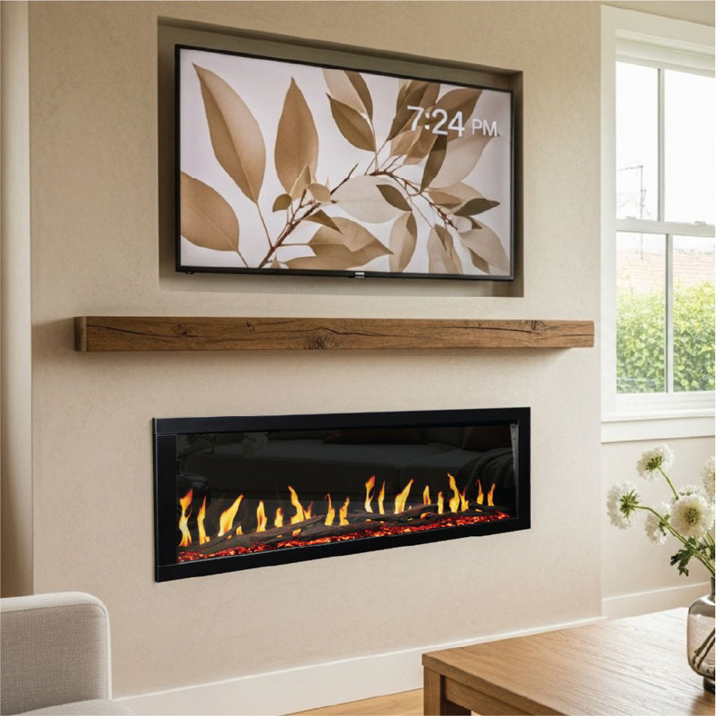 Highmark Luxe Virtual LCD Wall Mount Smart Electric Fireplace - Remote Control & Adjustable Multi-Color Flame, 67"