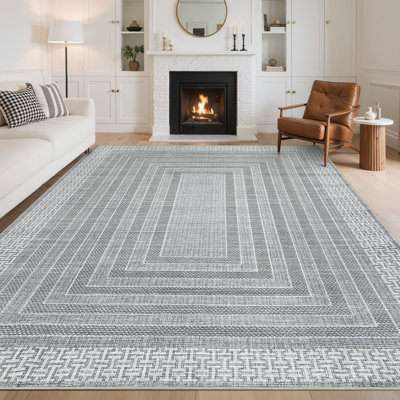 Tapis à bordure géométrique moderne, tapis lavables pour salon, chambre à coucher et couloir