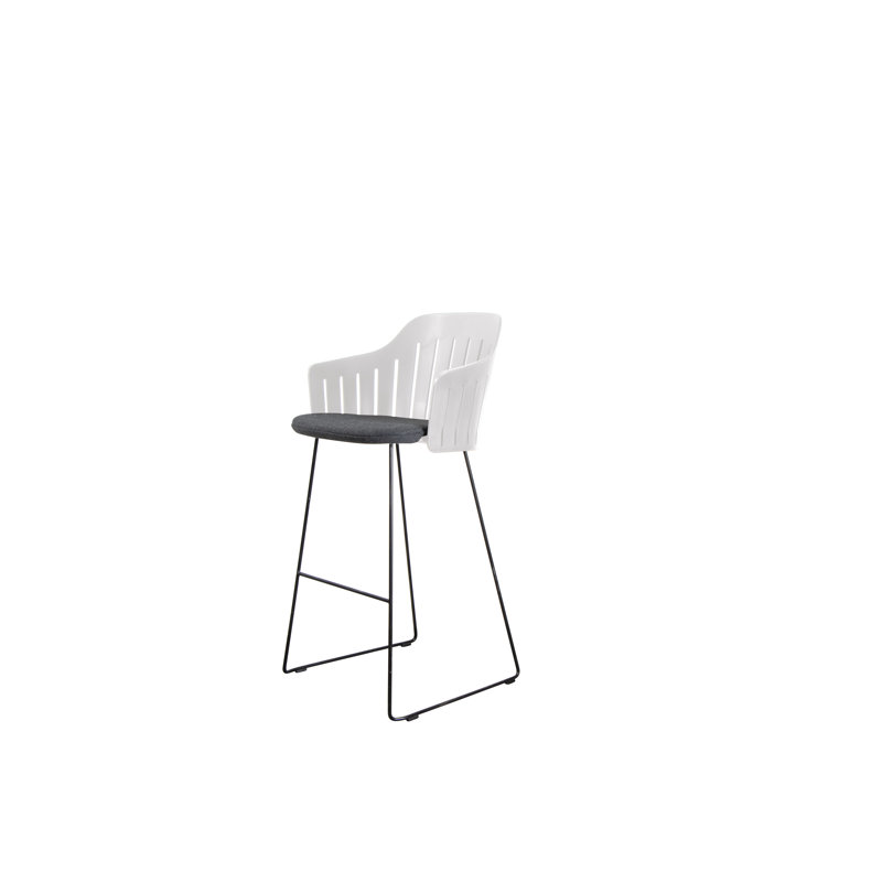 Choice Upholstered Bar Stool with Metal Frame, White/Black