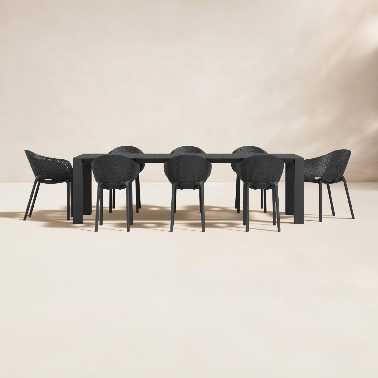 Farrah 118" Patio Dining Set, Black
