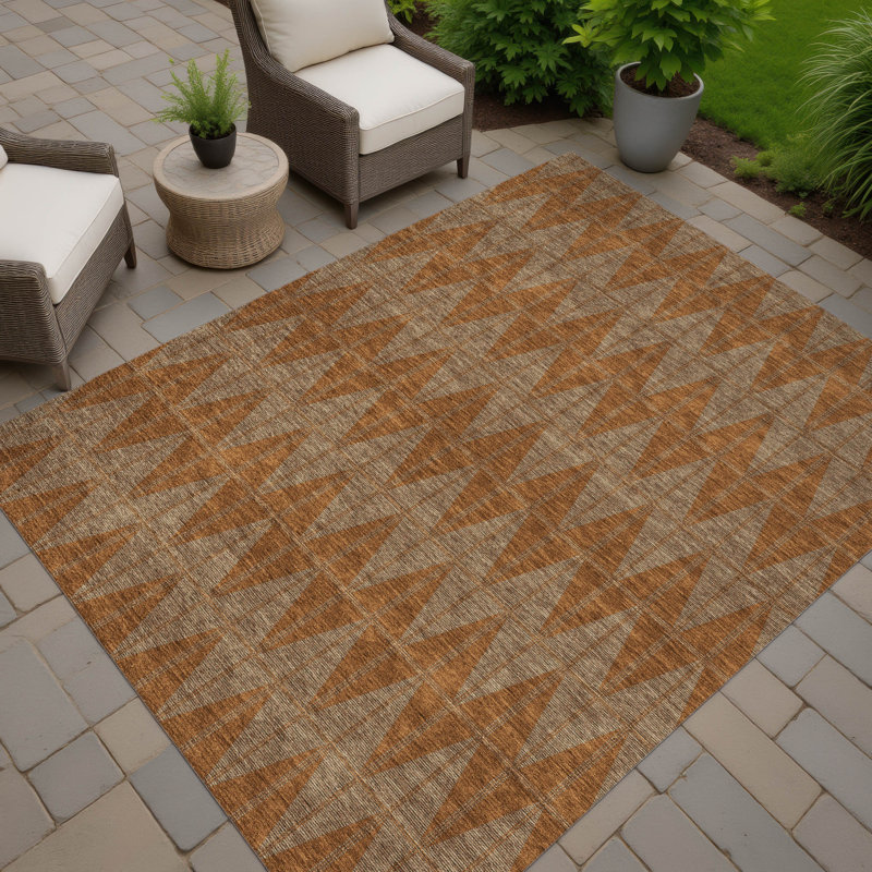Machine Washable Indoor/Outdoor Kugler ACN2415 Geometric Rug, Rectangle 3' x 5'