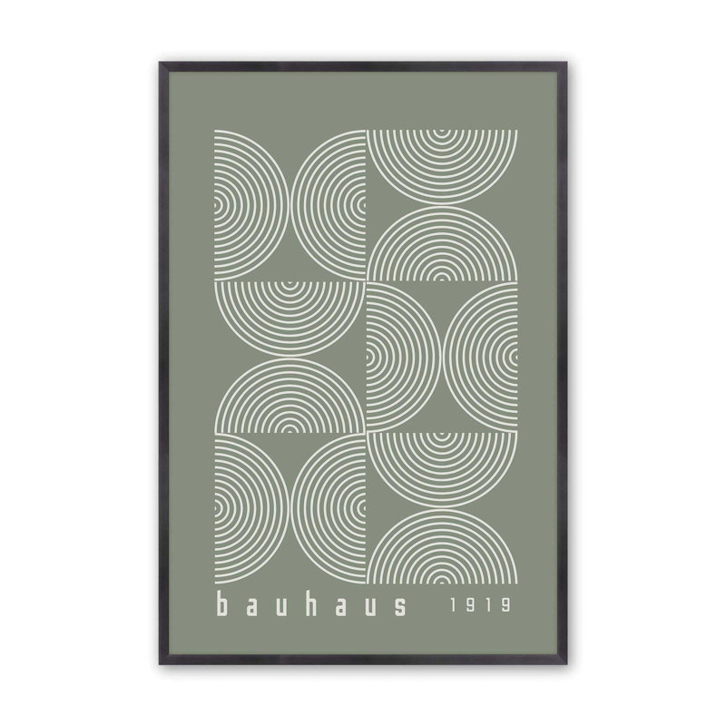 «Green Bauhaus Composition II», reproduction, H 15,25 po x l 12,25 po x P 1,25 po, Reproduction encadrée sans passe-partout
