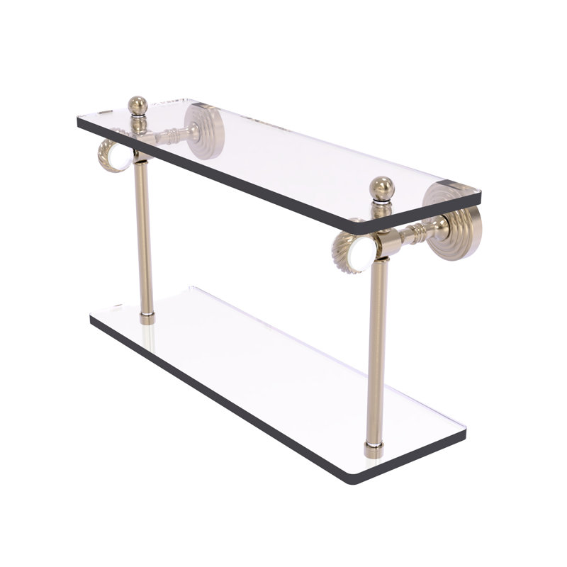 Étagère à 2 niveaux Jarrell, H 5,12 po x l 16 po x p 9,3 po, Étain antique